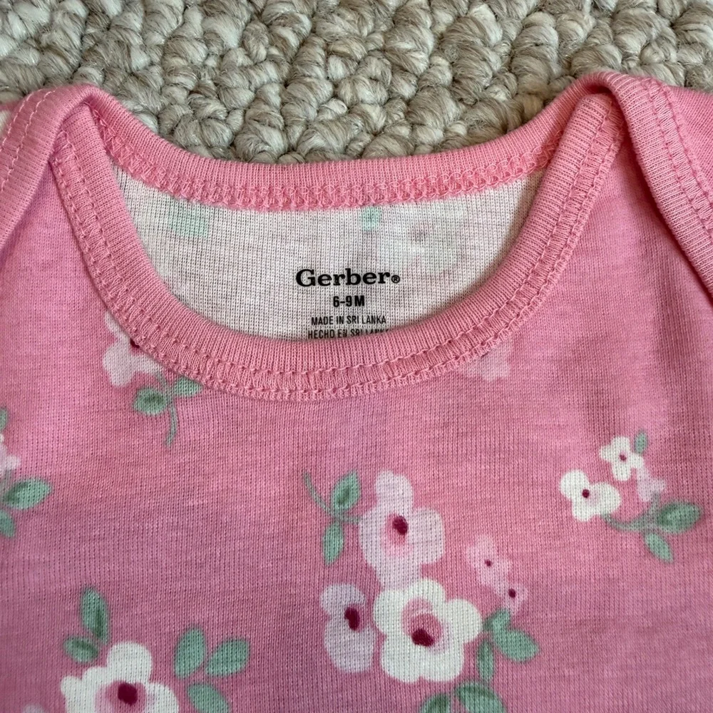 Gerber‎ Baby Girls Pink Floral Short Sleeve Onesies Bodysuit Size 6-9 Months